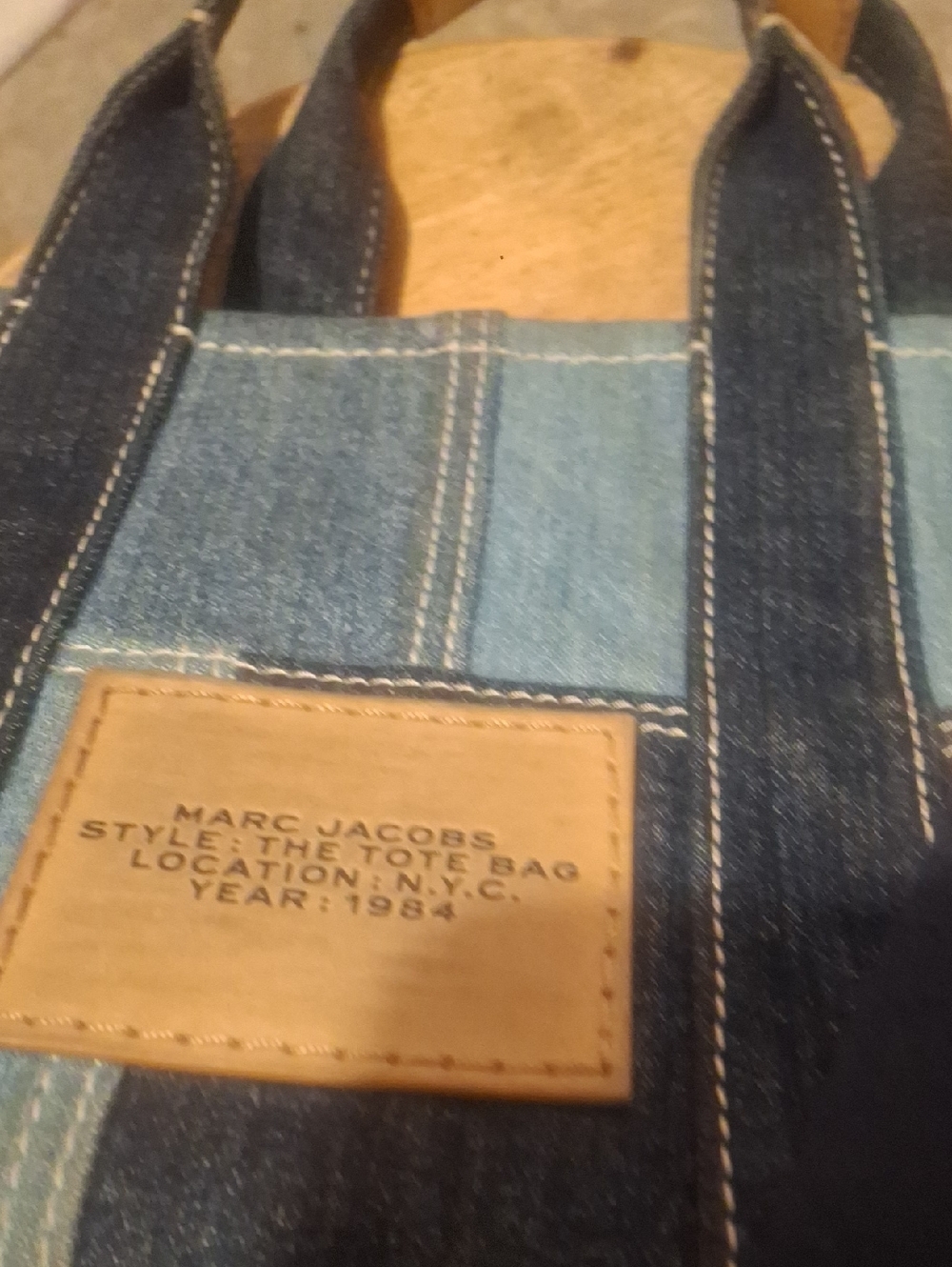 Marc Jacobs Patchwork Denim Tote in Blue and Light Blue